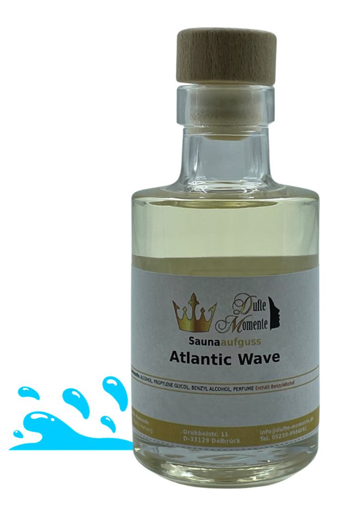 Dufte Momente | Saunaduft Konzentrat Atlantic Wave 100ml in Glasflasche | naturreine und natürliche ätherische Öle | vegan und ohne Tierversuche