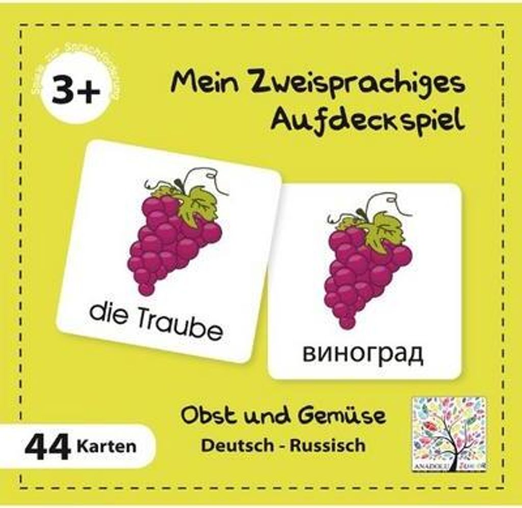 Mein Zweisprachiges Aufdeckspiel, Obst und Gemüse, Russisch (Kinderspiel)