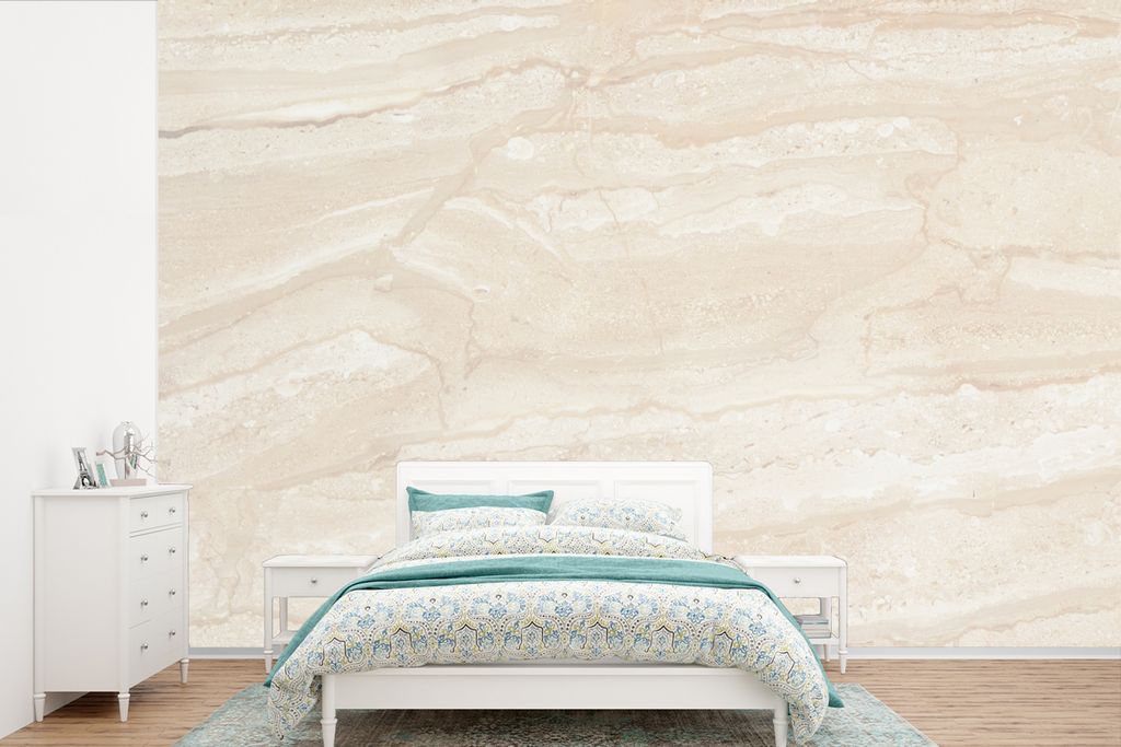 MuchoWow Fototapete für Wohnzimmer oder Schlafzimmer Wandtapete Vinyl Motivtapete Marmor - Kalk - Sand - Textur - 525x350 cm - Das Hintergrundbild