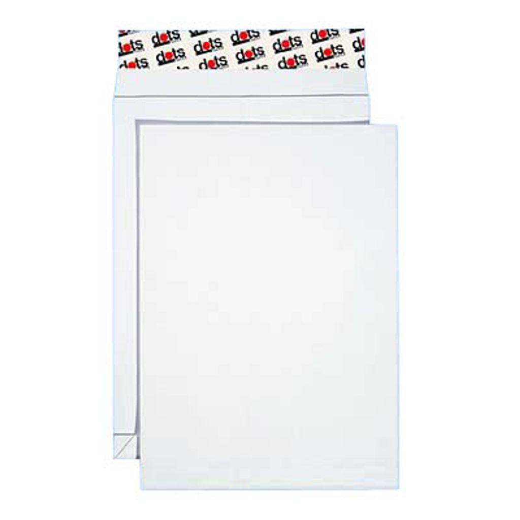 dots Faltentaschen DIN B4 ohne Fenster weiß mit 2,0 cm Falte, 50 St.