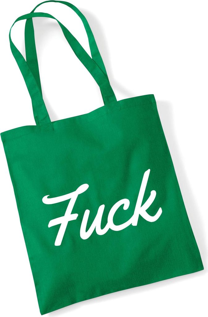 Huuraa Jutebeutel Fuck englisch Schriftzug 10 Liter Kelly Green Baumwolle Tasche Geschenkidee