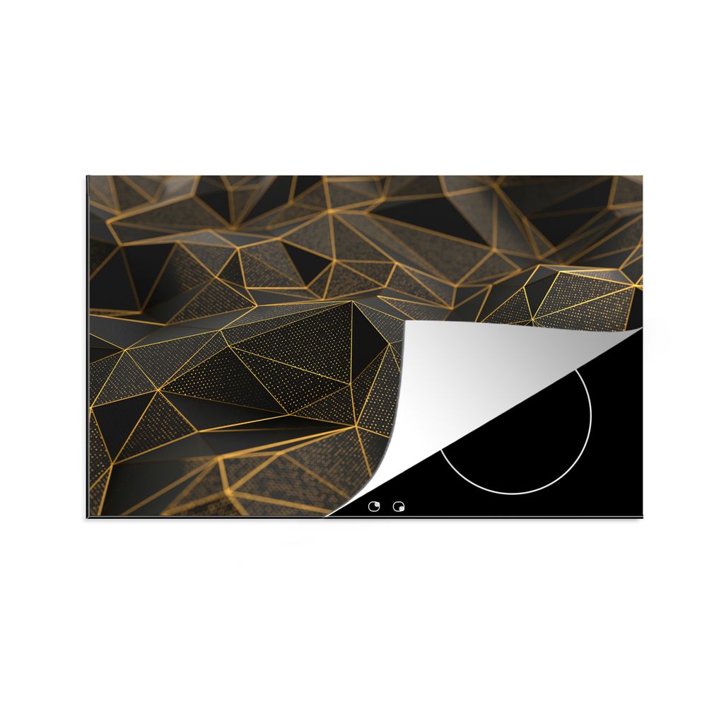 KitchenYeah Herdabdeckplatte Abstrakt - Gold - 3D - Luxus - Kunst , 80x52cm, Küche Deko, Glaskeramikkochfeld Herdabdeckung, Abdeckplatte fùr Ko...