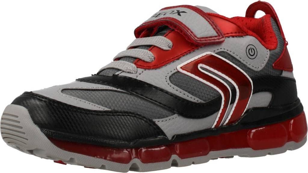 Geox J Android Turnschuhe mit e fachem Riemen, Haken und Schlaufe mit Gel Sohle für K der Grau Rot – EU 32 / Grau rot