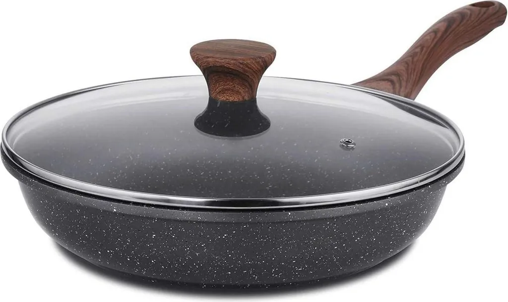 SENSARTE Padella antiaderente da 28 cm con coperchio - rivestimento in granito svizzero, adatta per piano cottura a gas e induzione
