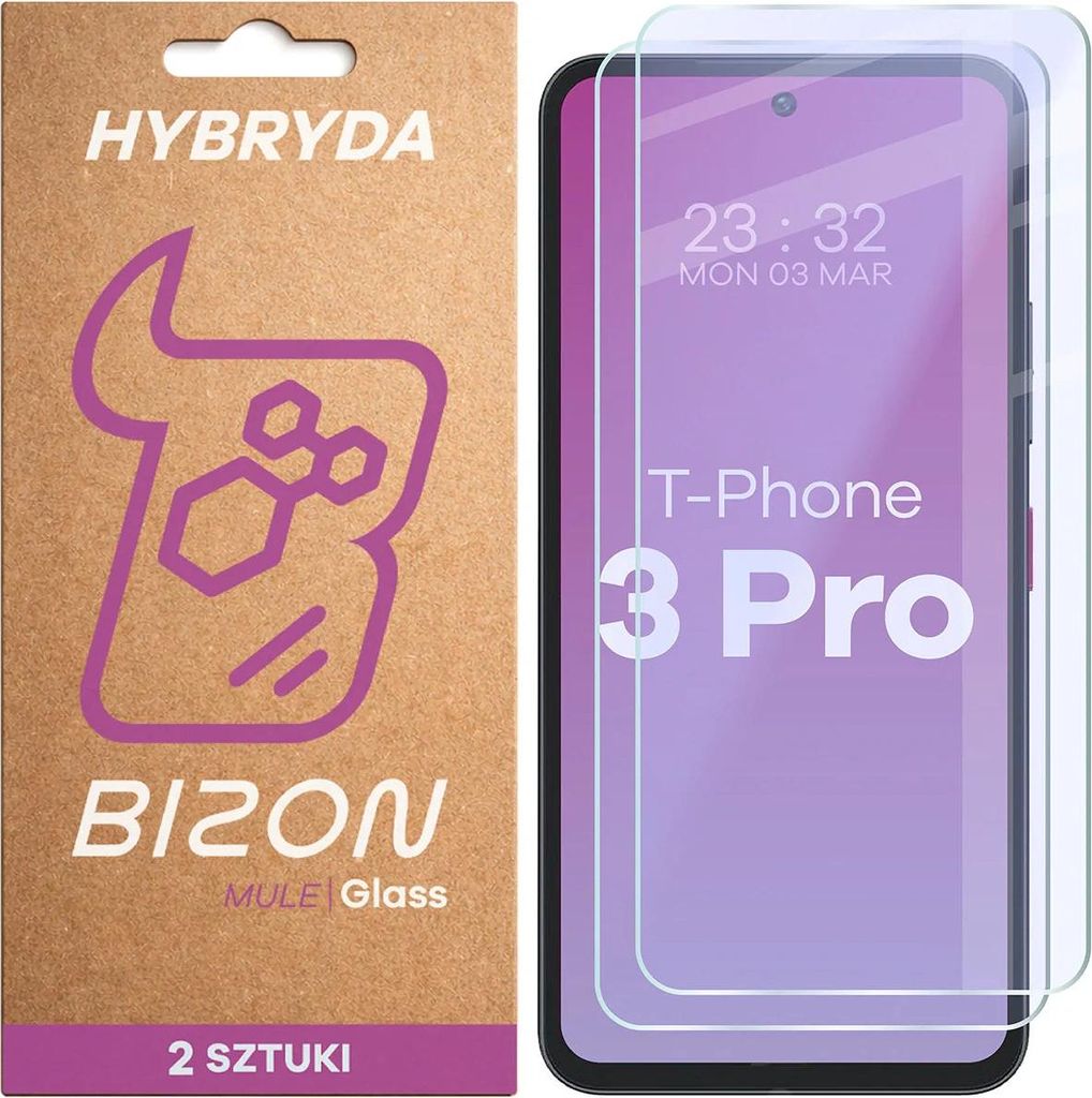 Flexibles Hybridglas für T Phone 3 Pro, Bizon Glass Mule Duo, 2 Stück