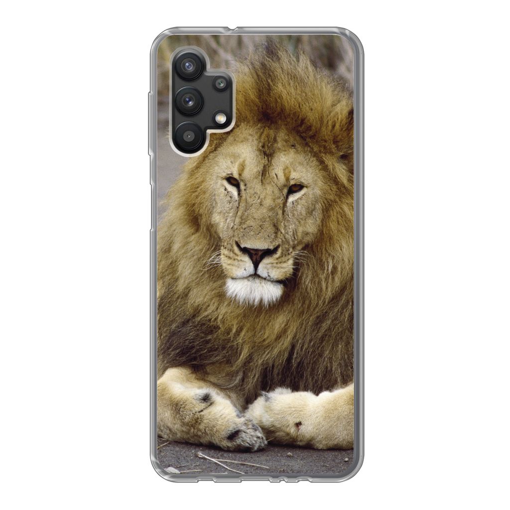 MuchoWow Handyhülle Schutzhülle Hülle für Samsung Galaxy A32 5G Löwe - Afrika - Tier Silikon Softcase Handy Hülle - Softcase