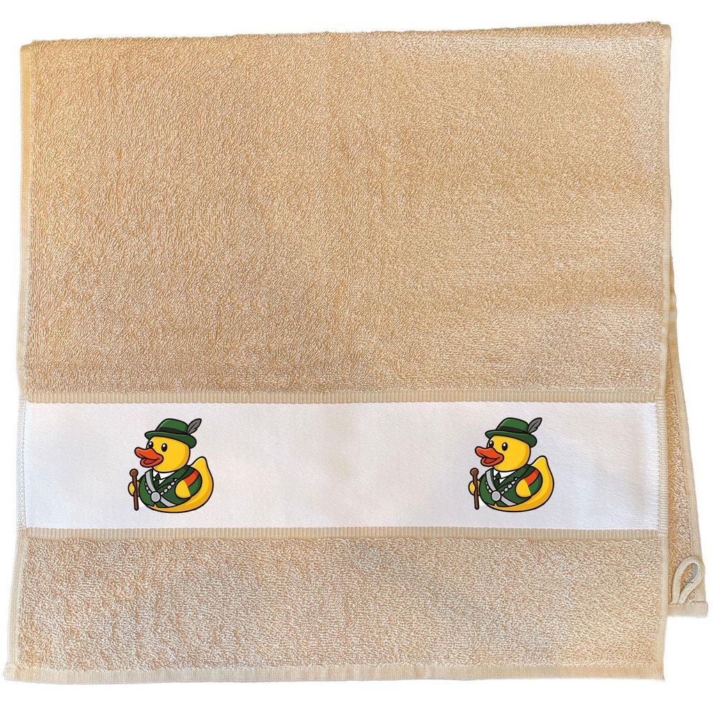 Huuraa Handtuch Quietscheente Schützenkönig Gummiente Schützenfest 50x100cm Sand Baumwolle Handtuch Geschenkidee
