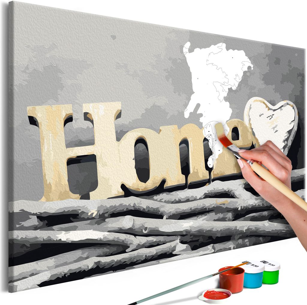 Malen nach Zahlen Home 50x40 cm Malset mit Holzrahmen auf Leinwand für Erwachsene Kinder Gemälde Handgemalt Kit DIY