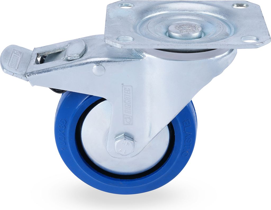 Riggatec Lenkrolle 100mm BLUE WHEEL mit Bremse