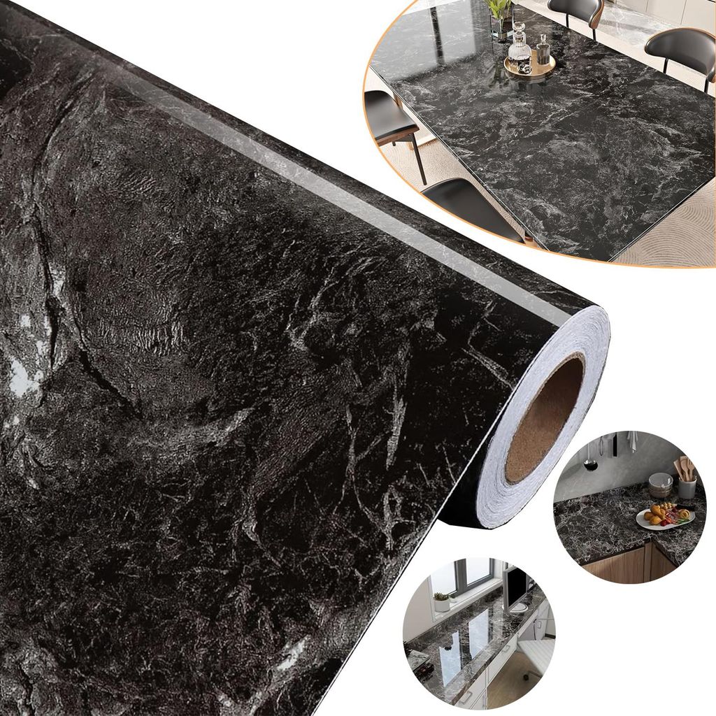 Selbstklebende Braun‑Marmor‑Vinylfolie, Möbel‑ und Produktbild 