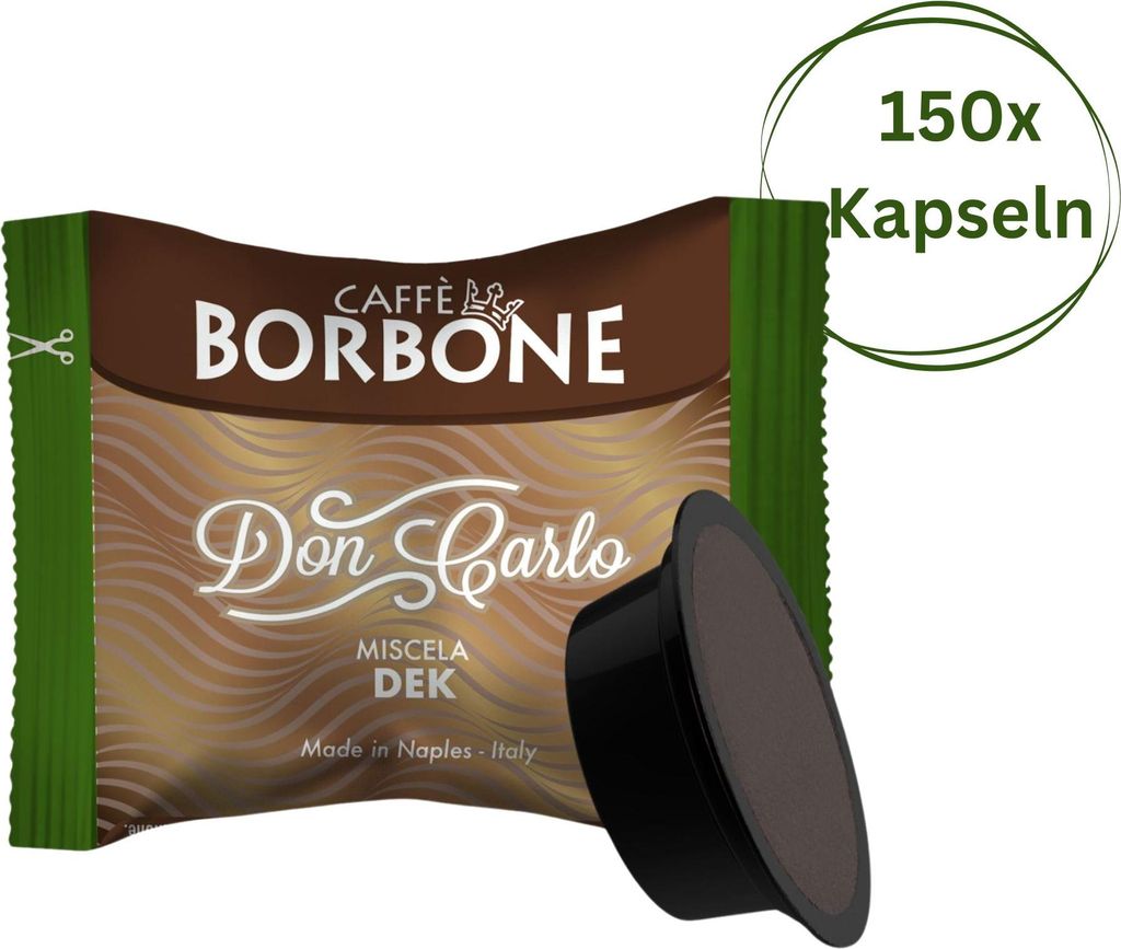 Caffè Borbone Don Carlo Dek Entkoffeinierte Mischung - 150 Kapseln - Kompatibel mit Lavazza * A Modo Mio * Haushalts-Espressomaschinen