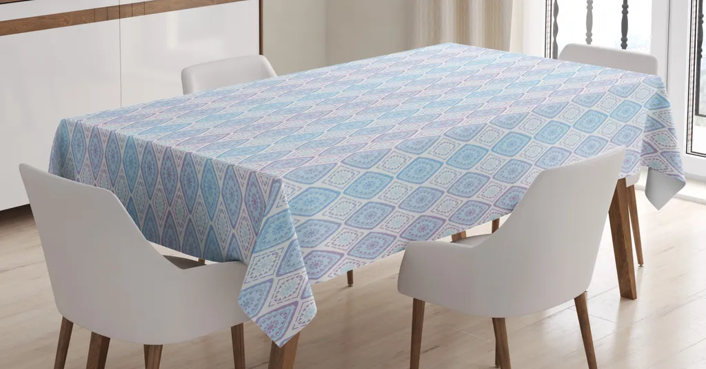 Tovaglia Floreale Blu Lavanda ABAKUHAUS 140x240 - Stile Etnico