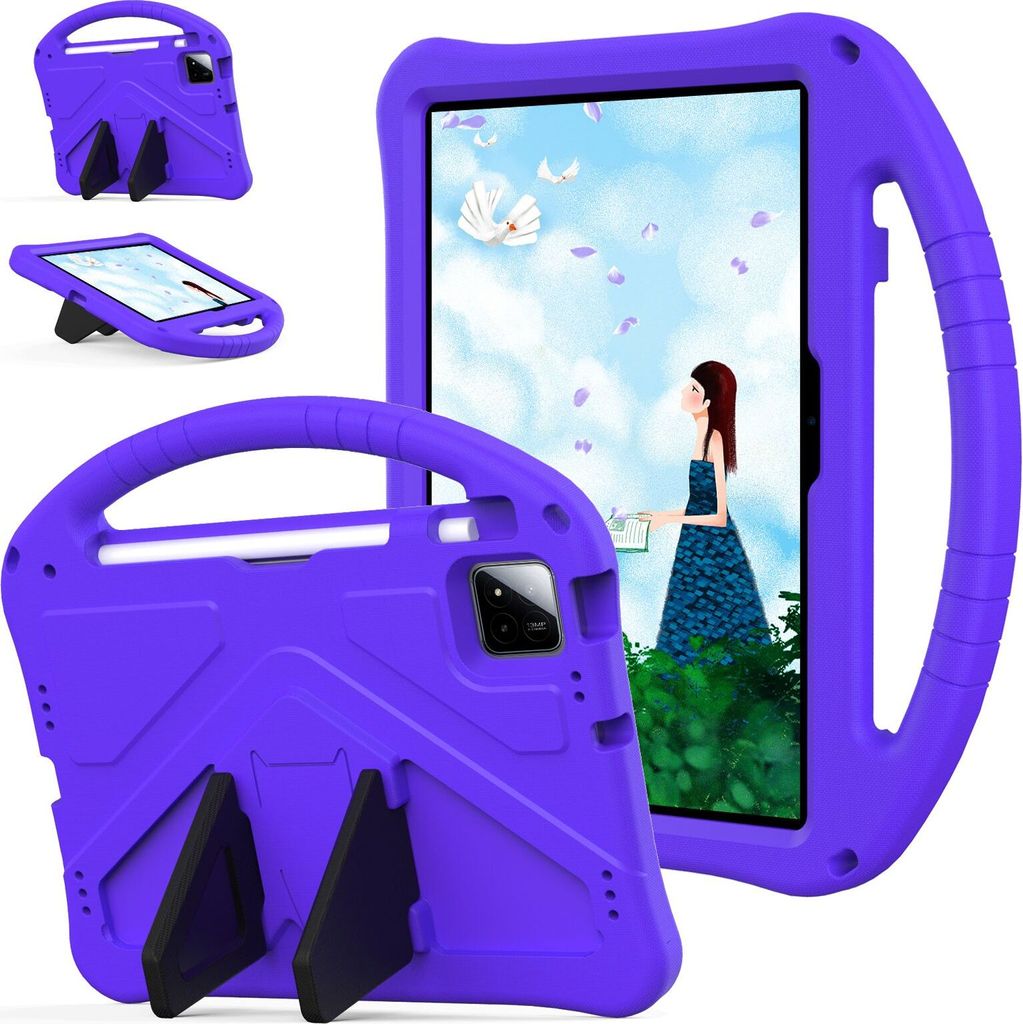 Kinder Hülle für Xiaomi Pad 7 / Pad 7 Pro, Eva Leichte Stoßfeste Ständer, Kids Griff Schutzhülle Lila
