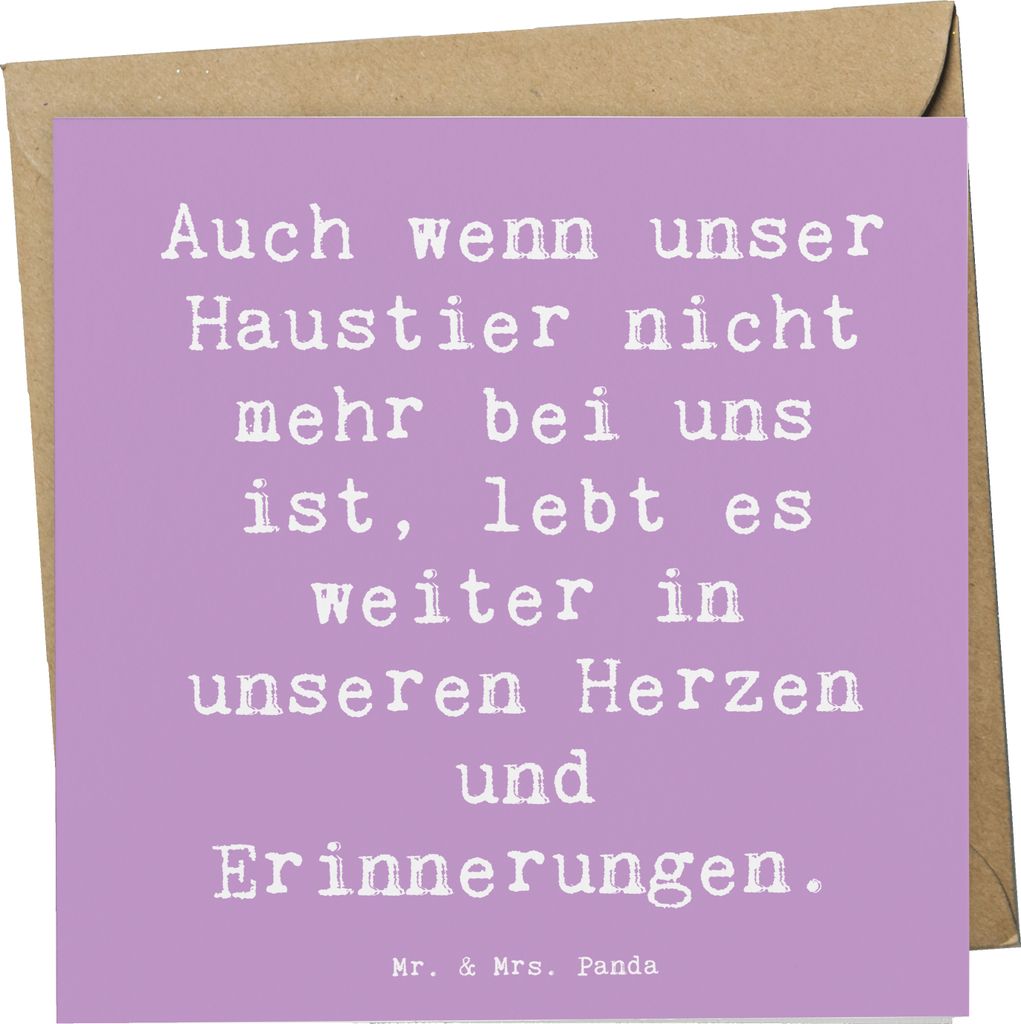 Mr. & Mrs. Panda Glückwunschkarte Spruch Trauerbewältigung nach dem Verlust eines Haustiers - Lavendeltraum - Geschenk, faltkarte, Zuversicht, Ab...