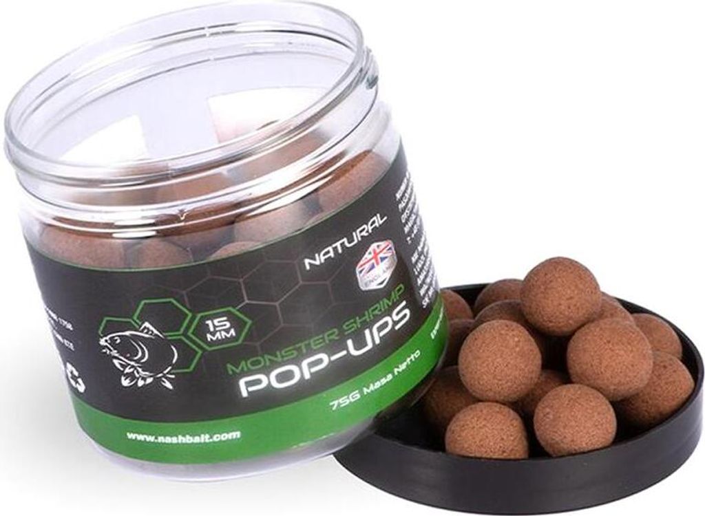 Nash Bait Monster Shrimp Pop Ups 75 g Natural 12 mm Produktbild 