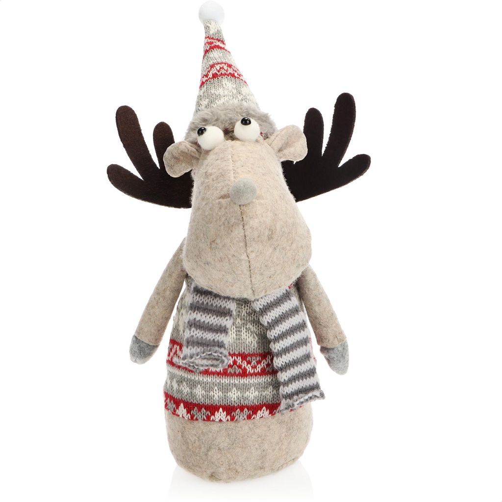 COM-FOUR Elchfigur für die Weihnachtsdeko, winterliche Rentier-Figur als schwedische Dekoartikel, niedlicher Kantenhocker als Raumschmuck oder G...