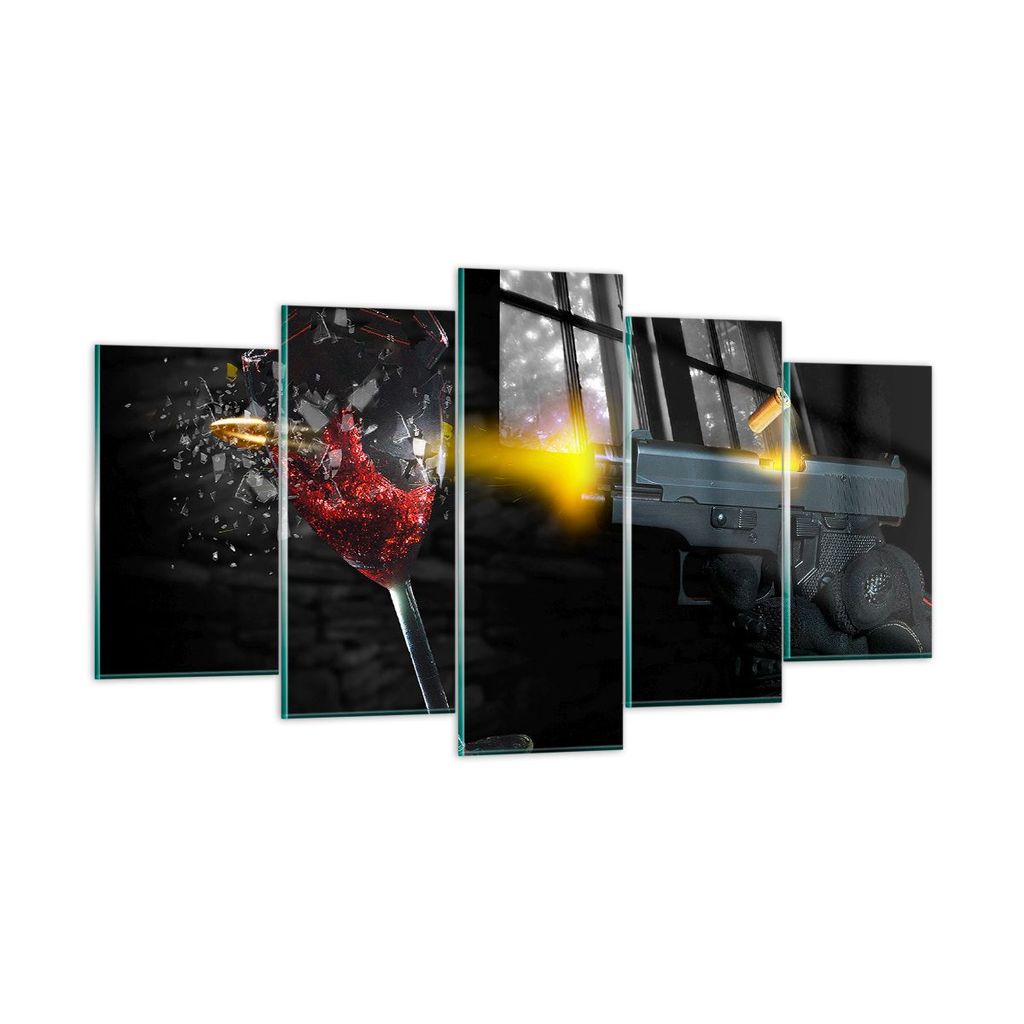 Bilder auf glas - Waffe Kugel Glas Rebe - 160x85cm - Glasbilder - Wandbilder - Kunstdruck - zum Aufhängen bereit - Wanddekoration aus Glas - Glas ...