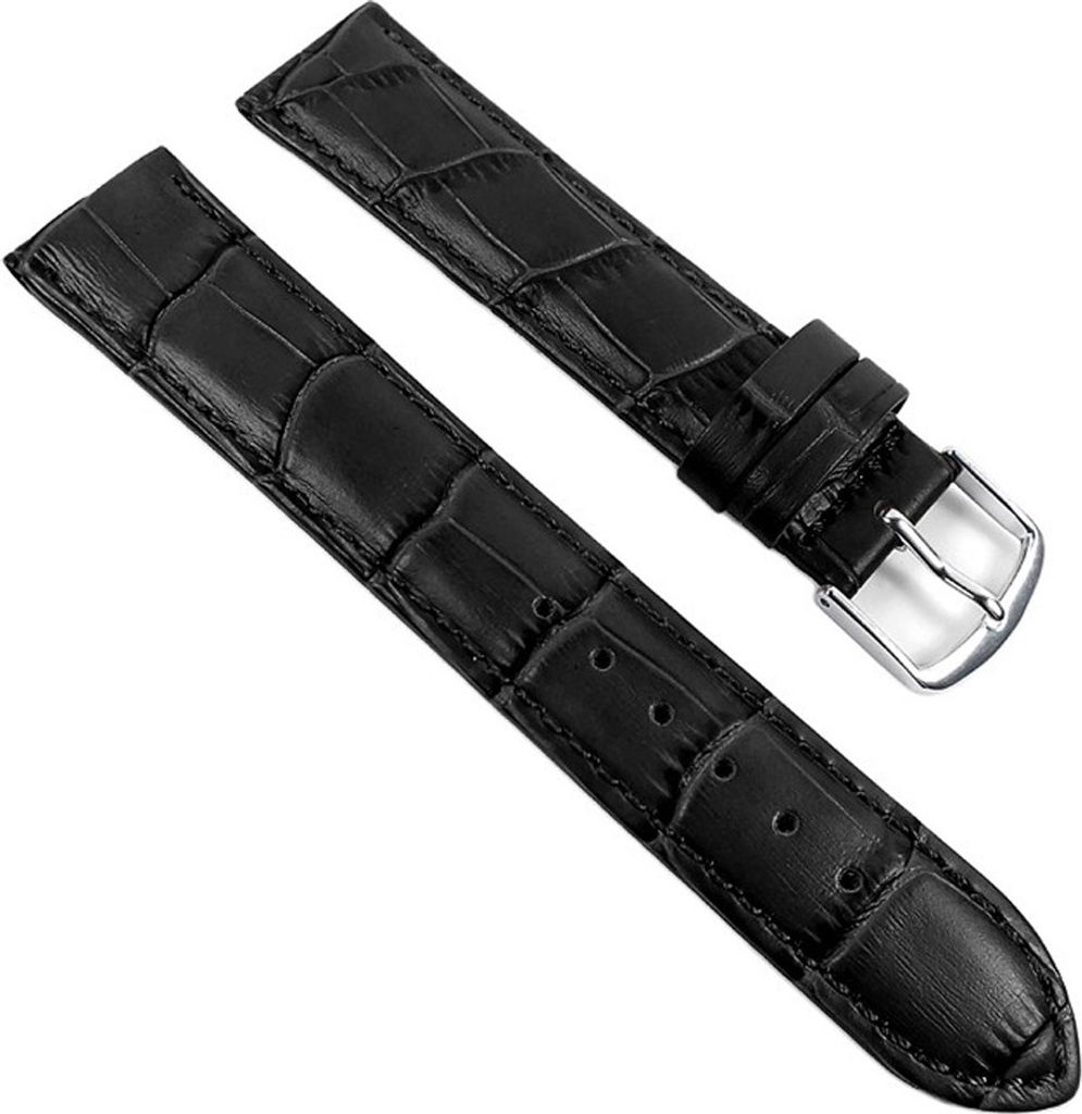 XL Ersatzband Uhrenarmband Kalbsleder Band schwarz, Anstoß:12 mm