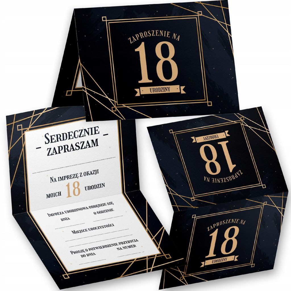 Eleganckie Zaproszenie Urodzinowe Na 18 Urodziny Zdjęcie produktu 
