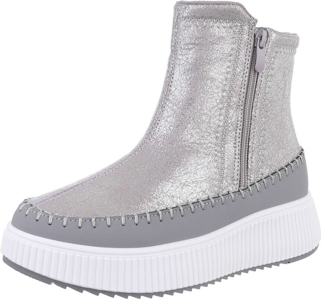 Ital-Design Damen Stiefeletten Lederoptik Plateaustiefeletten 87214671 Silber Gr. 39