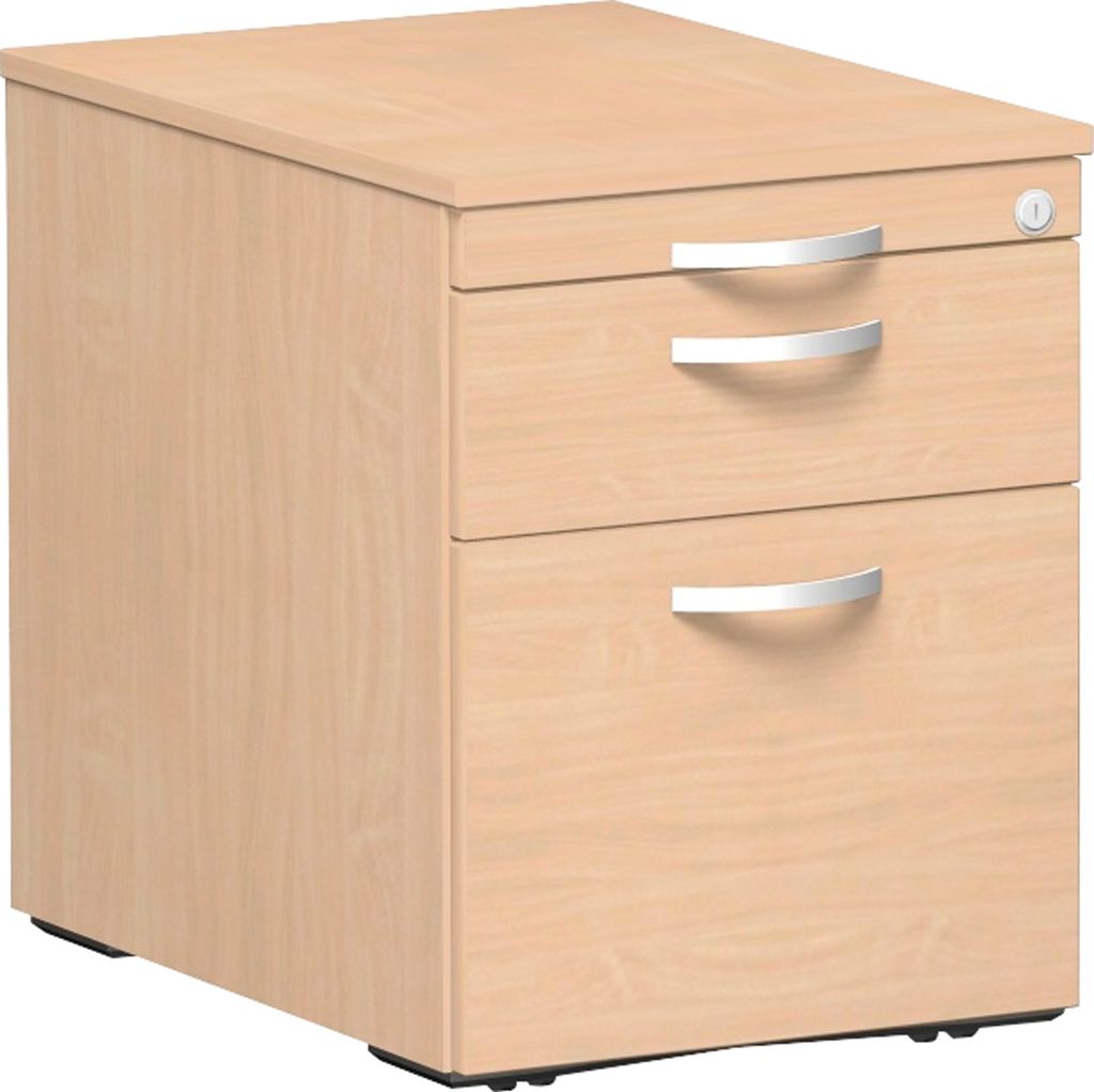 Geramöbel Rollcontainer Hängeregistratur und 1 Kunststoff-Schubfach, mit Utensilienschubfach, Metall-Rollschubführung, Zentralverriegelung, verd...