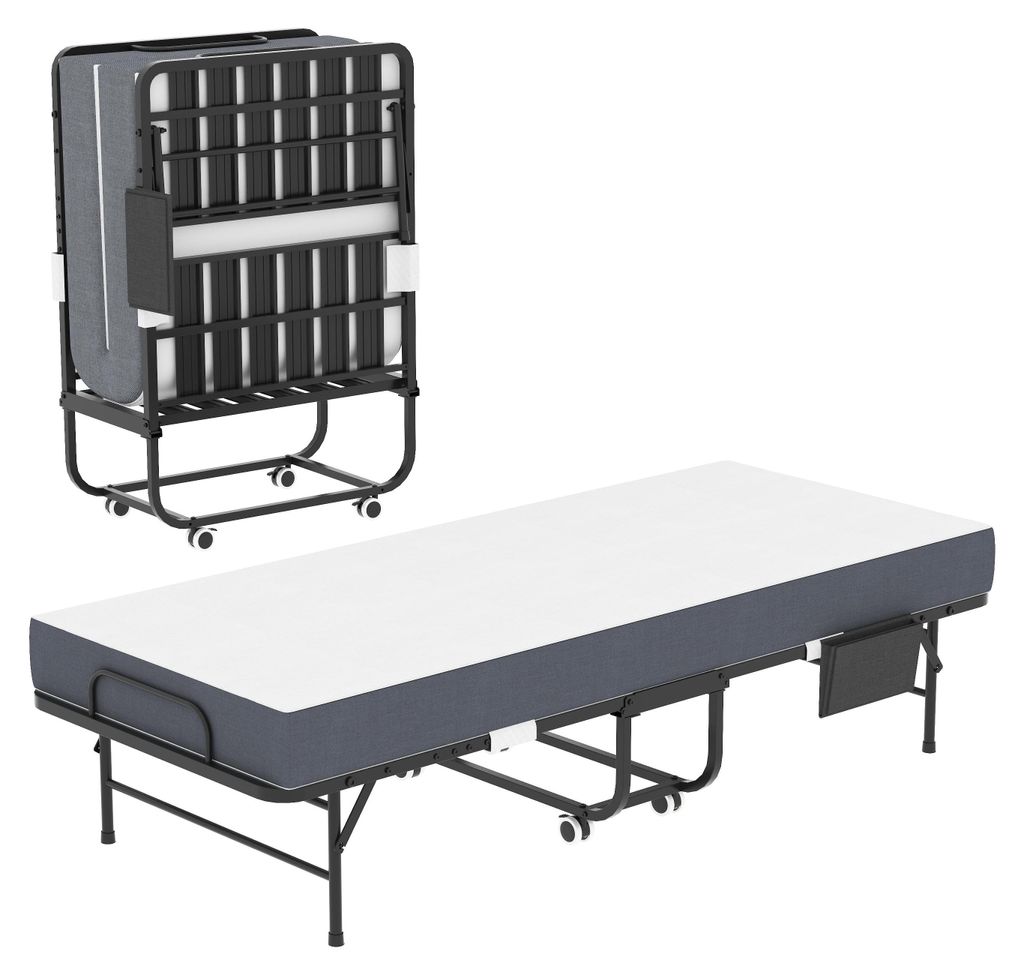 Składane łóżko dla gości 78 x 190 cm z materacem z pianki Zdjęcie produktu 