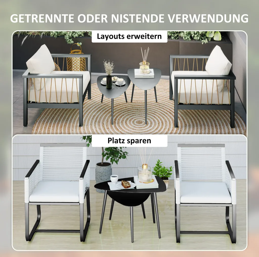 Table de Balcon en Acier Outsunny - Lot de 2 Tables d'Appoint Extérieur - 4