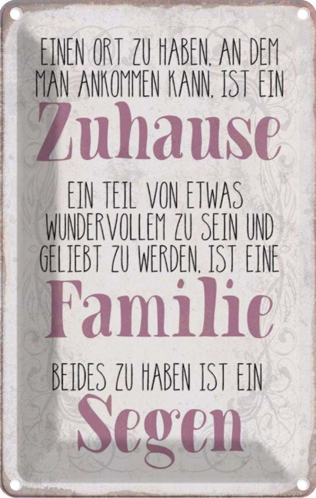 vianmo Blechschild 30x20 cm Zuhause Familie beides ein Segen Spruch Zitat