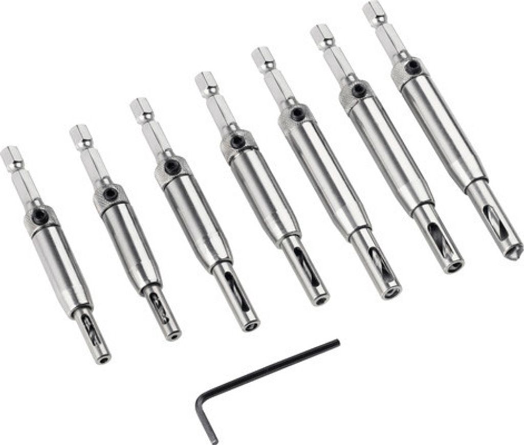 Scharnierlochbohrer-Satz Pattfield 7-tlg. (2-2,8-3,5-4,2-5-5,2-6,35 mm)