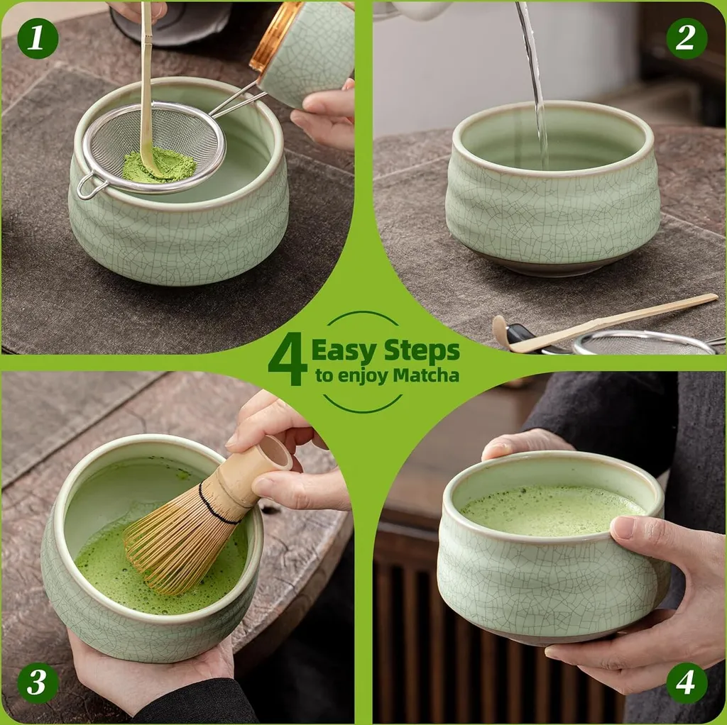 Set Matcha pour préparation traditionnelle - Coffret 7 pièces vert clair