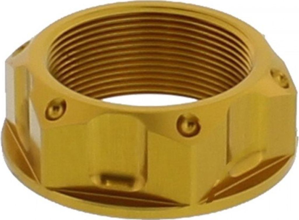 Mutter Lenkkopf JMP Bolt M28x1,00mm Aluminium gold für Yamaha YZF-R6 250 / 450 / 500 / 530 / 600 / 636 / 750 / 779 / 800 / 900 / 998 / 1000 / 1200...