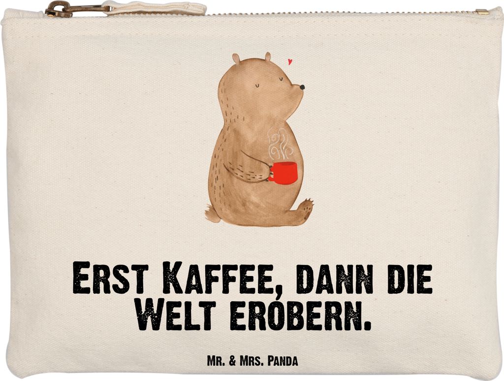 Mr. & Mrs. Panda Mäppchen Bär Kaffee Grösse XL Große - Weiß - Geschenk, Motivation, Bären, Pouch, Kulturbeutel, Federmappe, Coffee, Stifteetu...