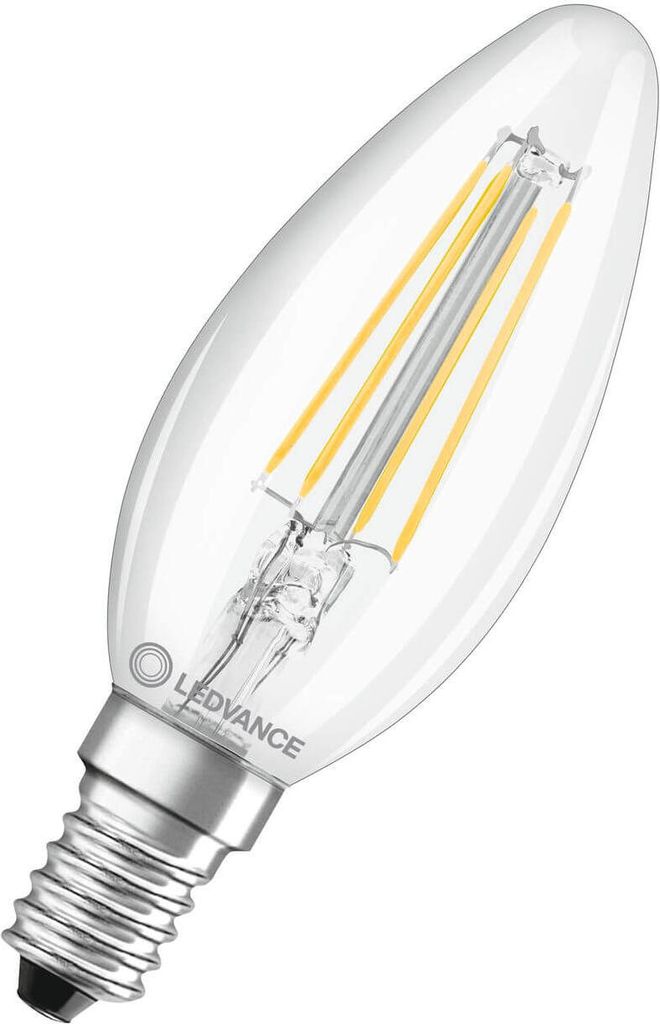 LEDVANCE LED CLASSIC B 4W 827 klar E14 Lampe 470lm 2700K warmweiss wie 40W 4099854069413
