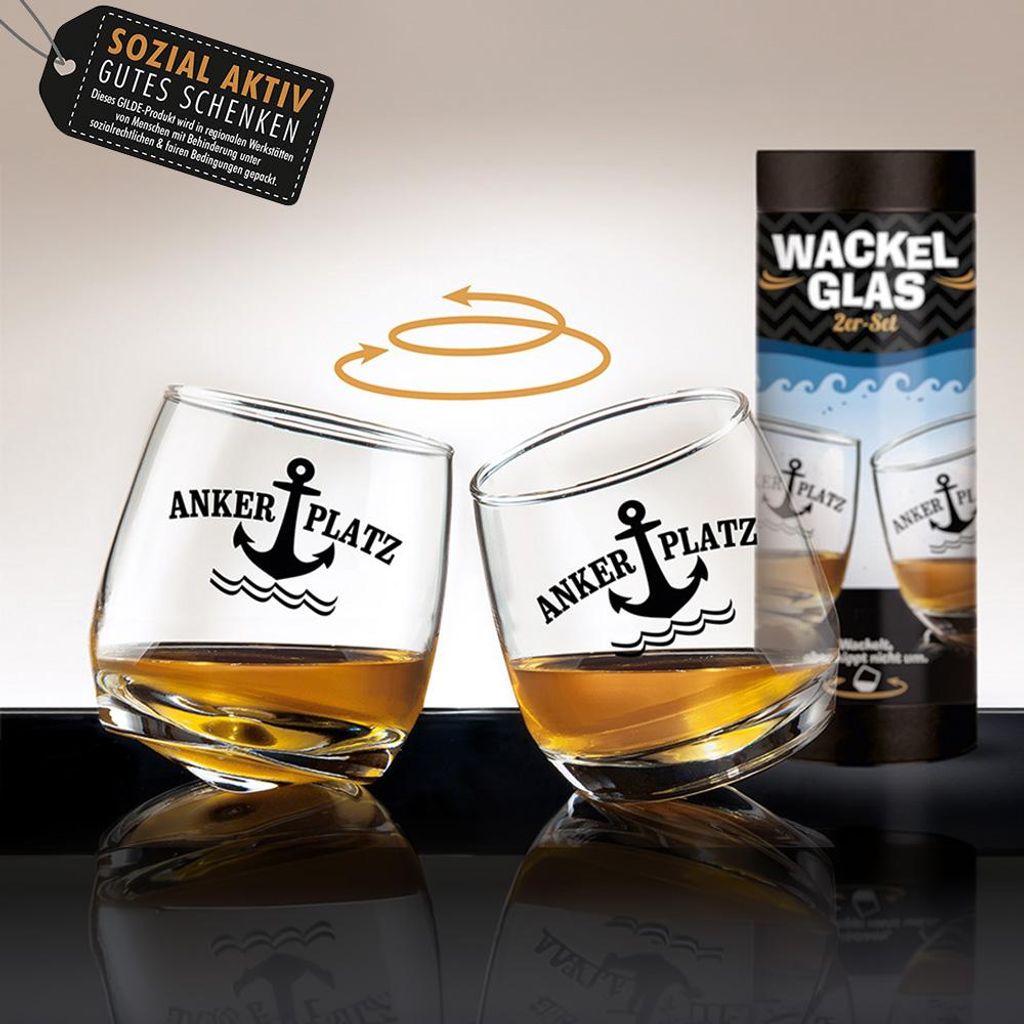 Wackelglas "Anker Platz", 2er Set Produktbild 