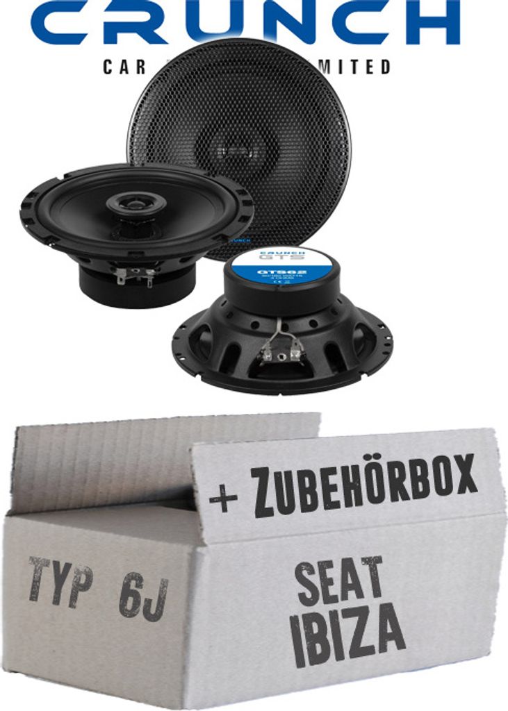 Seat Ibiza 6J - Lautsprecher Boxen Crunch GTS62 - 16,5cm 2-Wege Koax GTS 62 Auto Einbauzubehör - Einbauset
