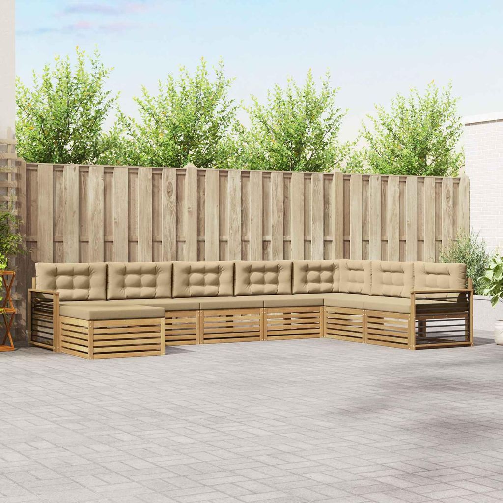 Möbel Outdoor-Sofagarnitur mit Kissen 8 pcs Weiß und BeigeGartensofas - Gartensofas c4182