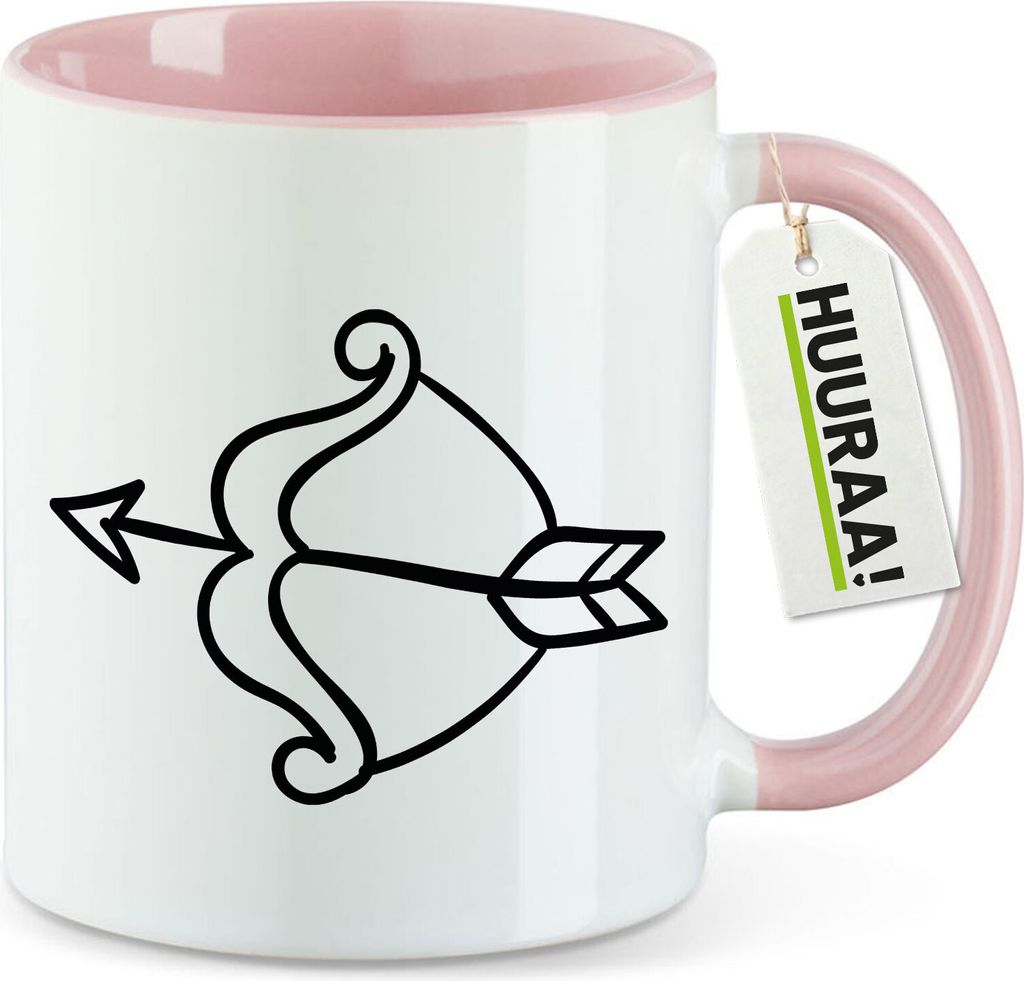 Huuraa Kaffeetasse Amors Pfeil Bogen 330ml Rosa Keramik Kaffeebecher Geschenkidee