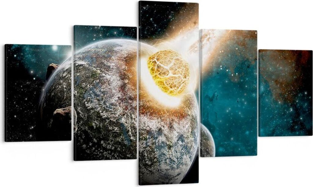 Bild auf Leinwand - Leinwandbild - Katastrophe Apokalypse Komet Explosion - 125x70cm - Wand Bild - Wanddeko - Leinwanddruck - Bilder - Kunstdruck -...