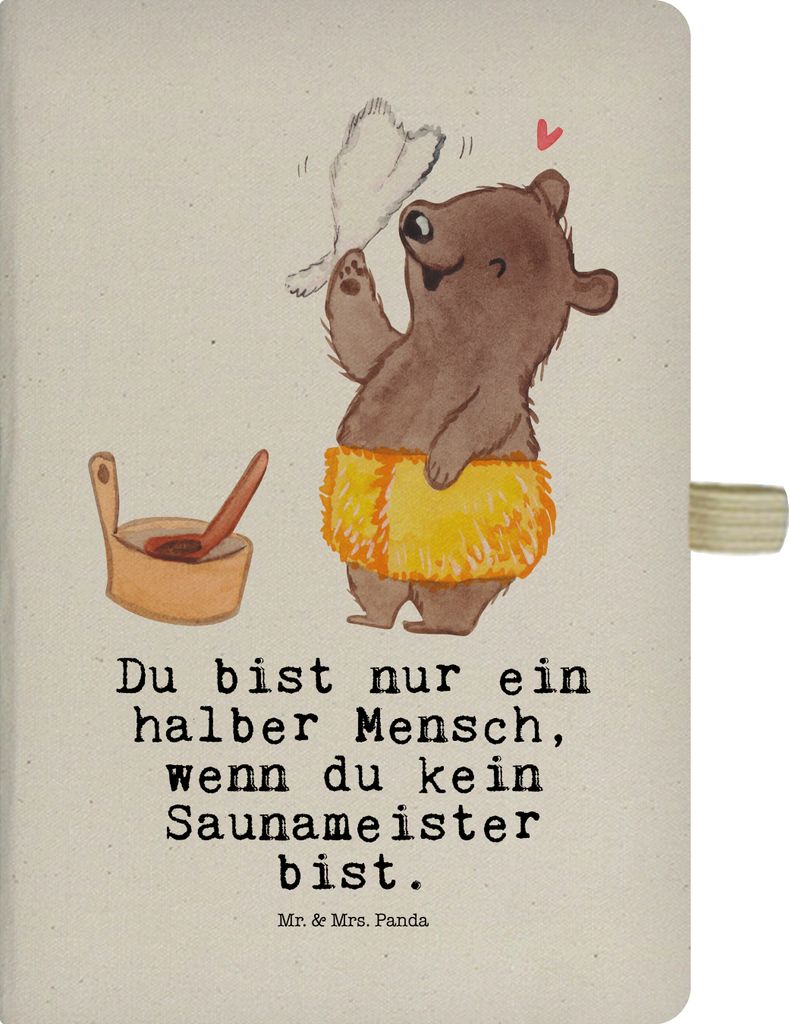 Mr. & Mrs. Panda Kladde Saunameister Herz - Transparent - Geschenk, Reisetagebuch, Notizbuch A5, Adressbuch, Journal