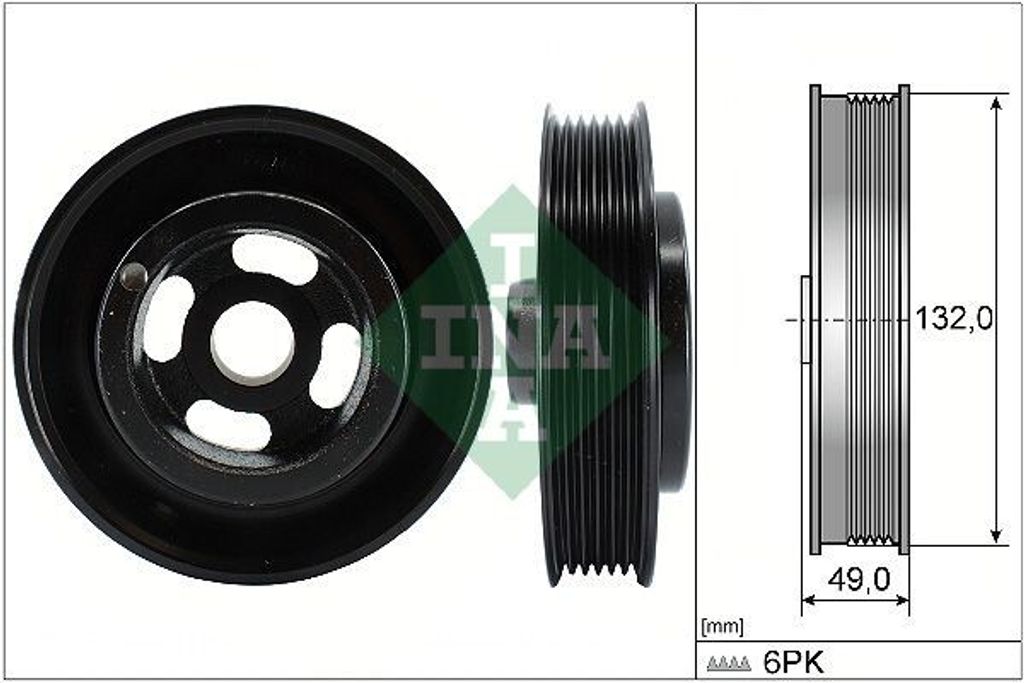 INA 544 0126 10 Riemenscheibe Kurbelwelle für FORD Fiesta Mk6 Schrägheck (JA8, JR8) 132mm