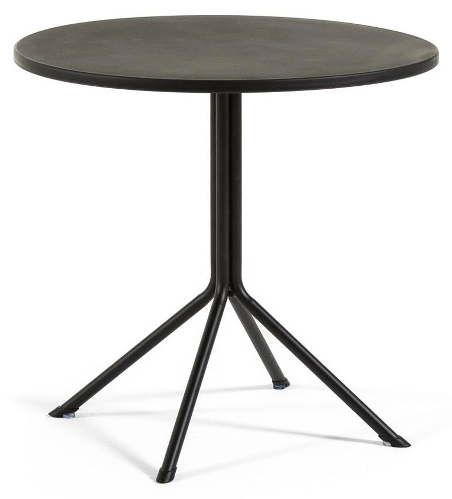 Runder Outdoor-Tisch Ø80 cm aus glasfaserverstärktem Kunststoff mit Stahlbeinen, für Garten, Balkon, Bar und Restaurant - Willy/Schwarz