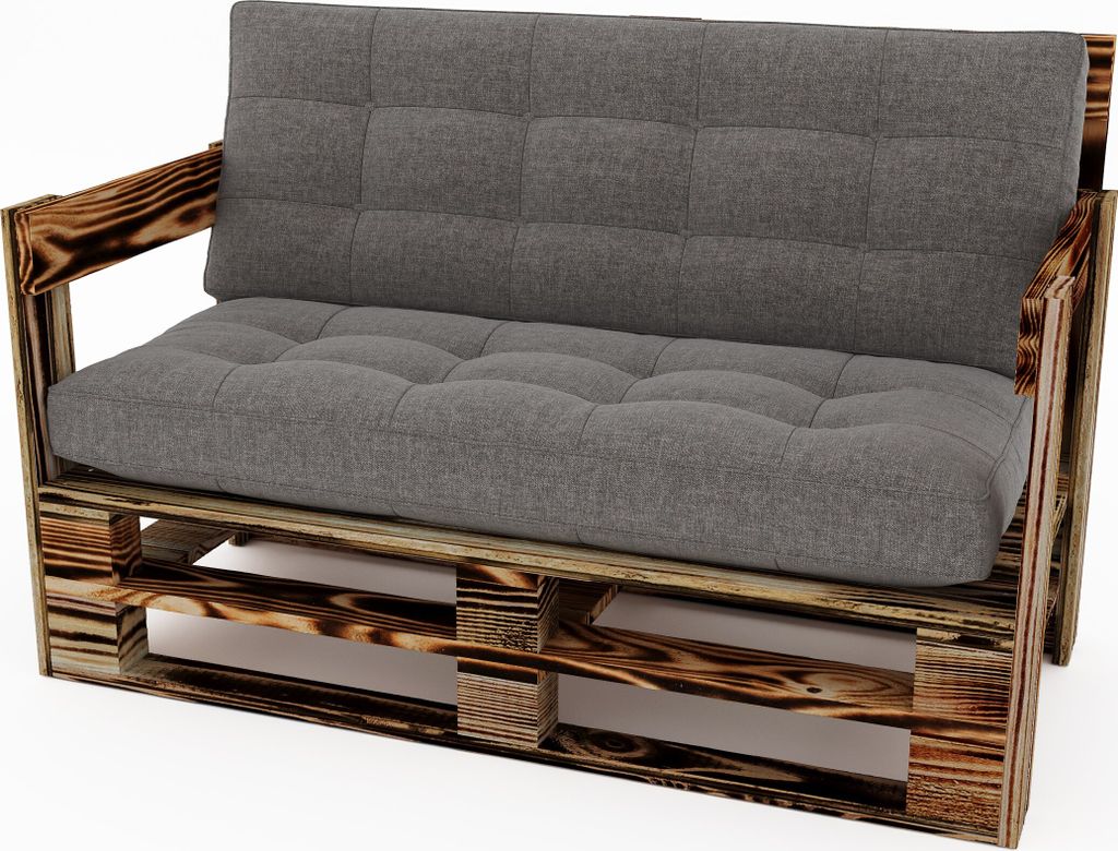 Lermowood Palettenmöbel Mpe Sofa 100 x 60 cm Geflammt | Europaletten Indoor und Outdoor Lounge Gartenmöbel Holz Gartenmöbel Set Lounge Möbel Te...