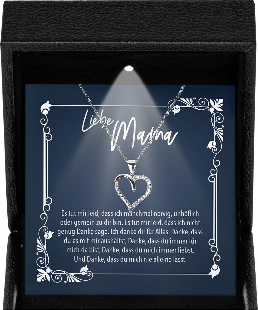 22Feels Beste Mama Geschenk Frauen Schmuck - Silber 925/000 Herz Halskette Damen - Muttertag Geburtstag Weihnachten Idee von Tochter Sohn an Mutter...
