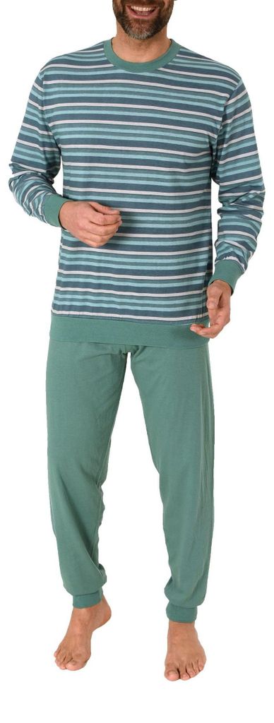 Normann Herren Schlafanzug lang mit Bündchen - Pyjama in Produktbild 