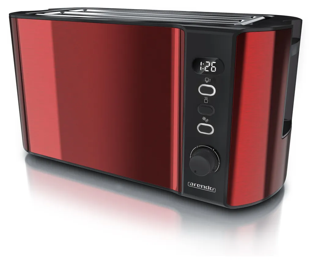 Grille-pain 4 fentes avec écran LCD 1500W Arendo Rouge pour la Famille