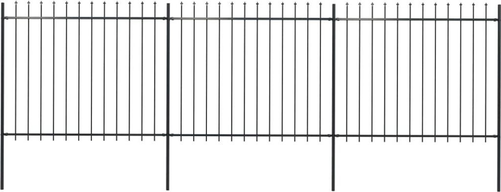 Gartenzaun mit Speerspitzen Stahl 5,1 x 1,5 m Schwarz