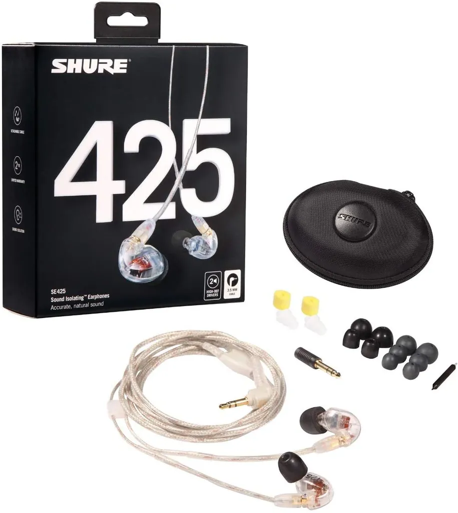 Écouteurs Shure SE425-CL Transparent avec Micro et Isolation Acoustique 37dB