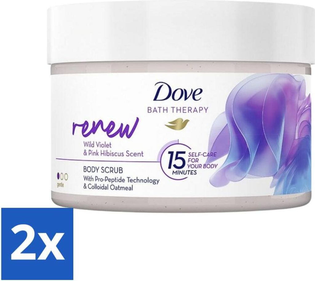 Dove Bath Therapy Renew – Körperpeeling – Wildviolett & Rosa Hibiskus – 295 ml - Vorteilspack - 2 Stücke