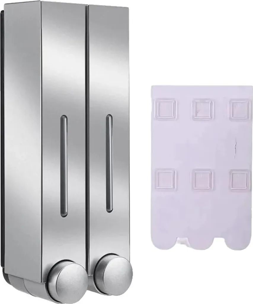 Dispenser Sapone Muro Doppio Argento B - Bagno Ordinato e Pulito