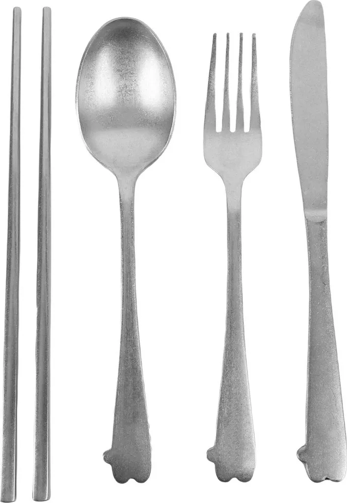 Set Posate Viaggio Vintage Acciaio Inox Silver - Kit Portatile Elite